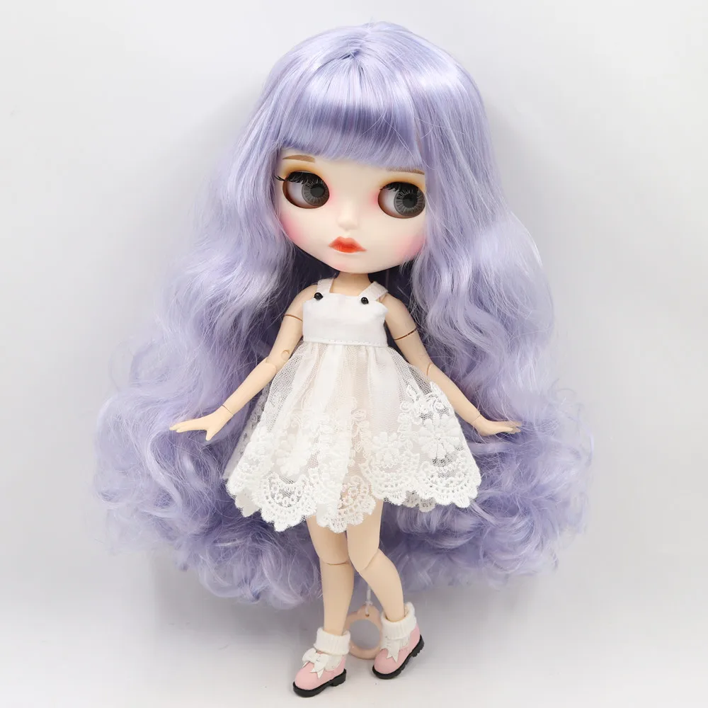 ICY DBS Blyth doll purple mixed hair with white/dark skin customized matte face nude Joint body BL6005/1049