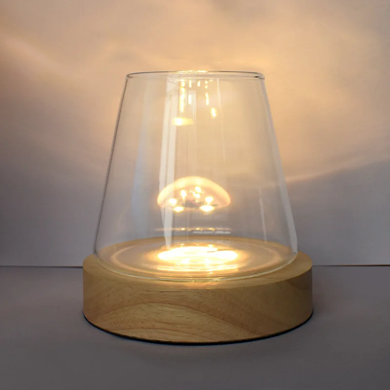 Aromatherapy Candle Cup Creative DIY Crystal Diffuser Transparent Glass Cup 10cm LED Rechargeable Base Home Decoration