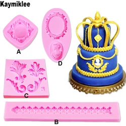 C-214 Flowers Gem Pearl Silicone Mold Relief Border Cake Mold Silicone Baking Tools Decorations Baking Mould DIY