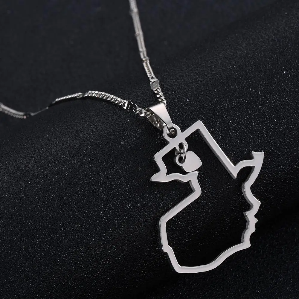 Stainless Steel Guatemala Map Pendant Necklace Map of Guatemala Heart Chain Jewelry