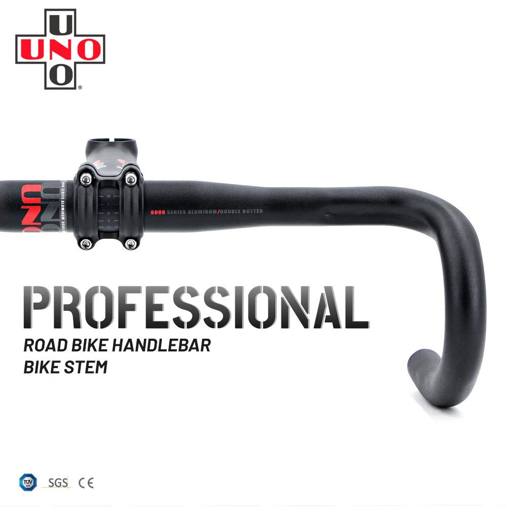 UNO Road Bike Handlebar Set 380/400/420/440mm Ultralight Bike Handlebar Stem 7 Degree 31.8 Road Bicycle Stem Bicycle Power Parts