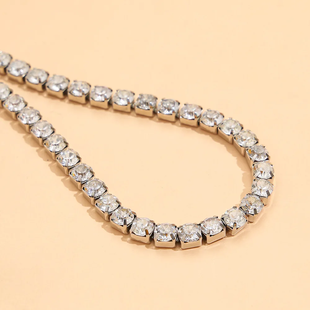 YWZIXLN Boho Charm Bling White Crystal Square Chain Fashion Choker Necklaces Bijoux For Women Elegant Choker Jewelry N0112