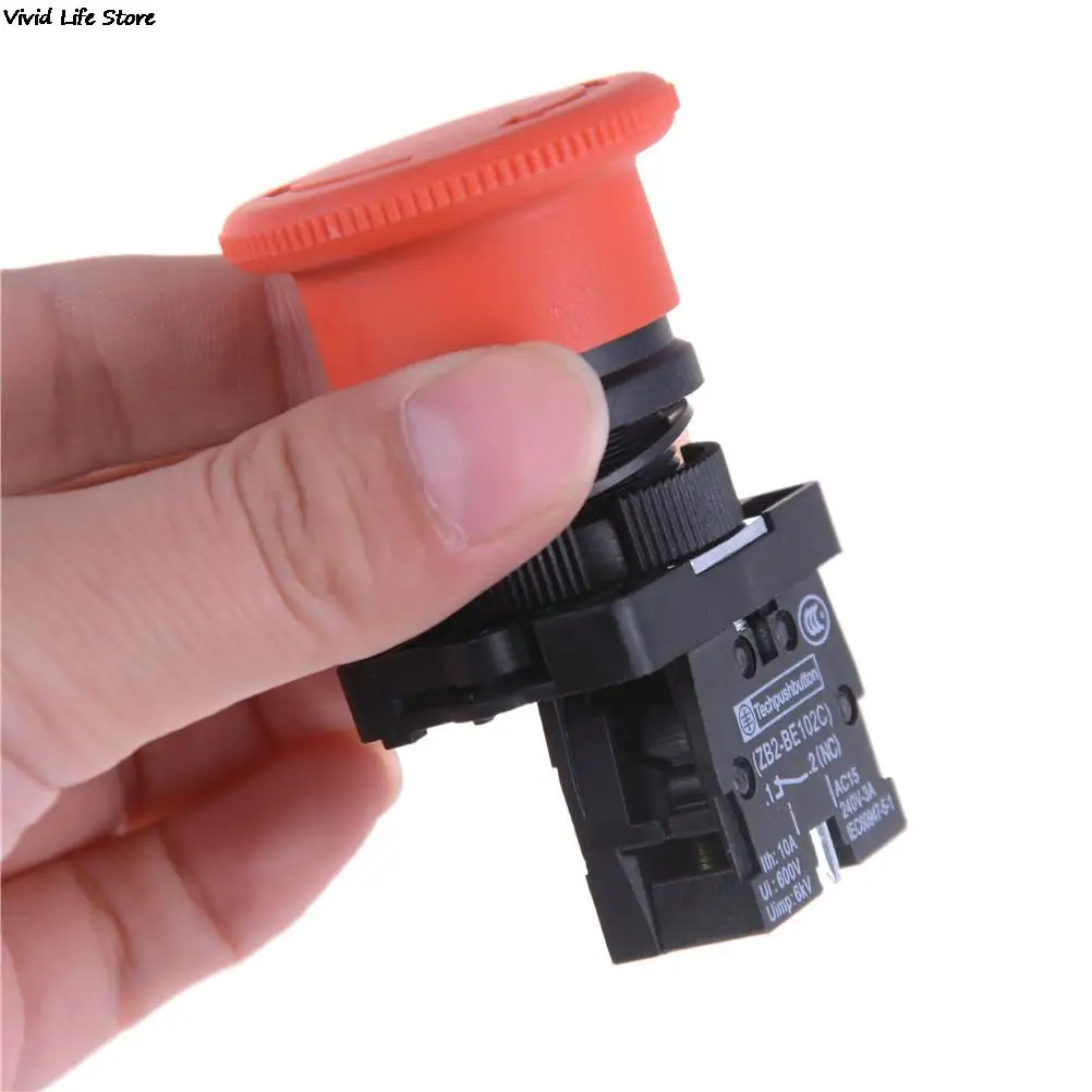 600V 10A Red Mushroom Emergency Stop Switch XB2-ES542 22mm NC N/C Push Button Switch For Arcade Game Machine