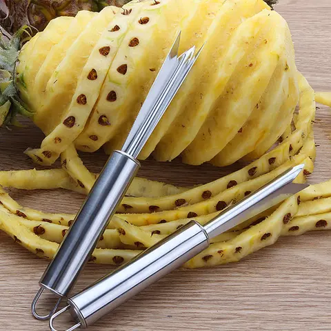 날카로운 입 스테인레스 스틸 파인애플 필러 나이프 V 자형 Ananas 필링 나선형 커터 홈 과일 도구 주방 악세사리
