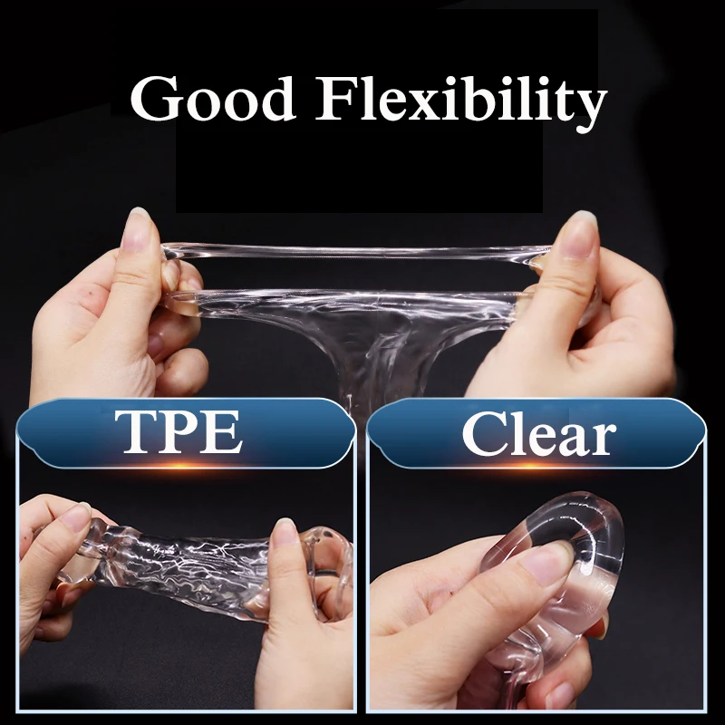 Reusable Penis Sleeve Extender Reusable Condoms Sex Toys for Men Dick Enlarger Extend 4/7/10cm Cock Sleeve Transparent/Flesh