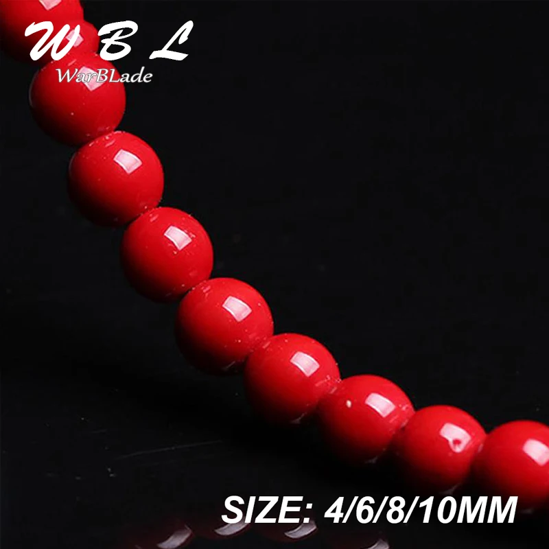 WarBLade Wholesale Natural Stone Red Coral Beads Round Loose Beads 4mm 6mm 8mm 10mm For Jewelry Making Necklace DIY Bracelet