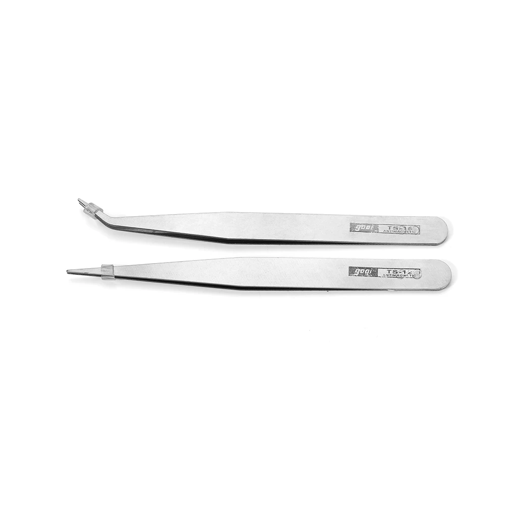 2pc/lot Excellent Quality Anti-static Bend Straight Tweezer Stainless Steel for Beads Jewelry Sewing Accessories Tools