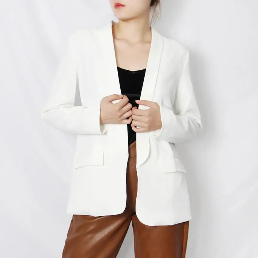 

2020 Autumn Fashion Sexy V Neck Blazer Jacket Women Casual Long Sleeve Work Suit Coats Office Lady Solid Color Blazers r1646