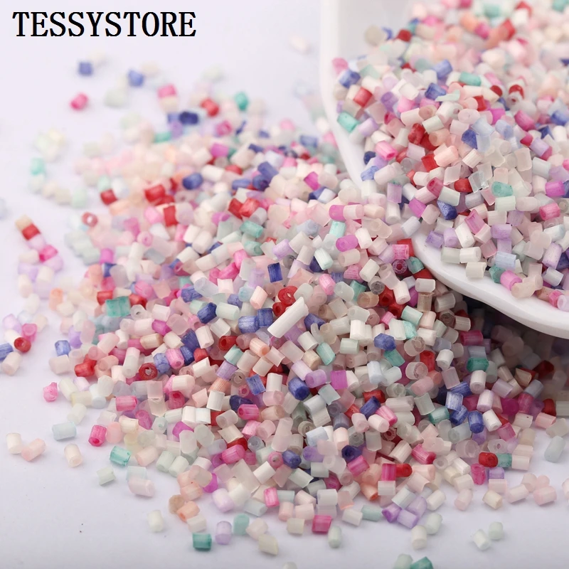 700pcs/lot 2x3mm Cat Eye Color Czech Glass Seed Spacer Beads Austria Crystal Long Tube Beads For Jewelry Making Accessories