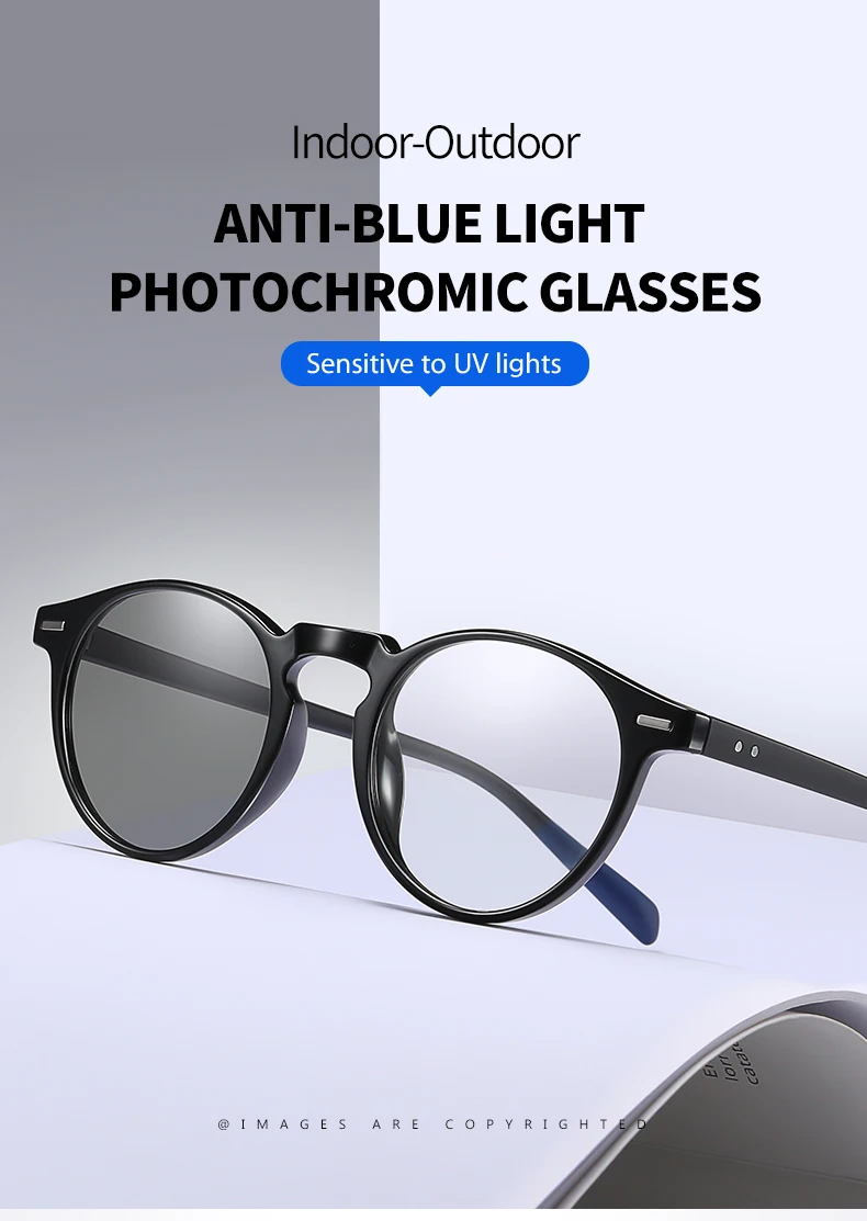LM Neue Photochrome Anti Blaues Licht Gläser Männer Gaming Runde Blockieren Blue Ray Klassische TR90 Frauen Schutz Brillen Computer – Detail 1