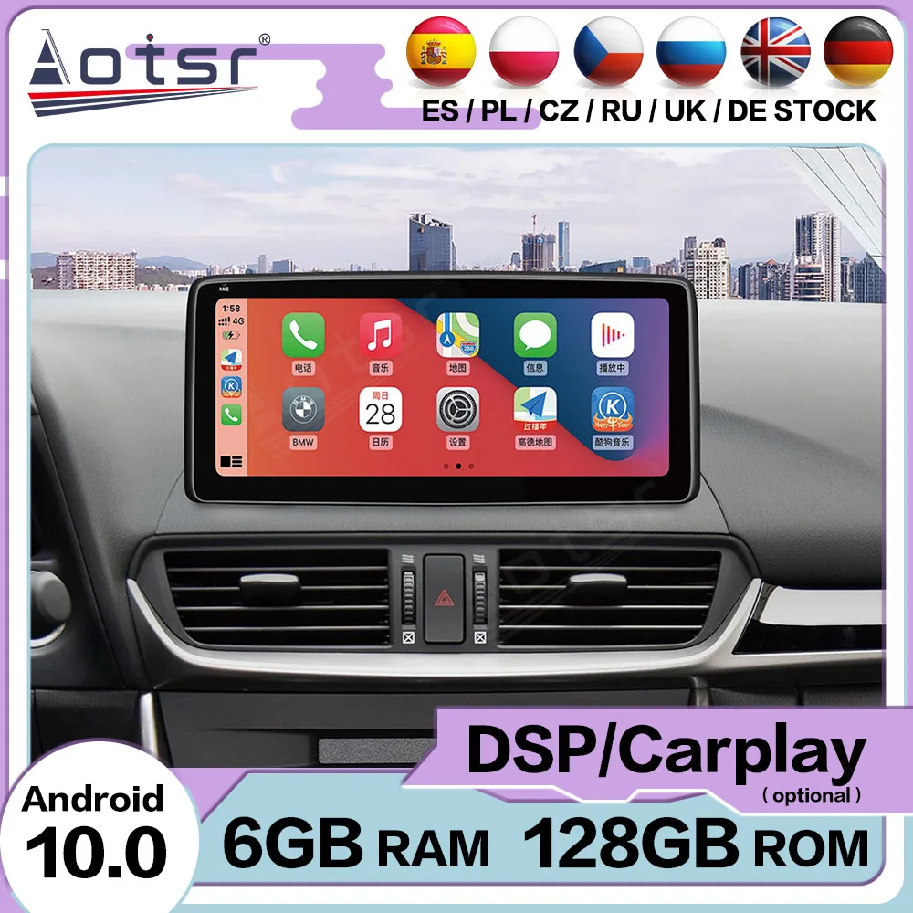 

6+128G Carplay Android 10 Player Auto For Mazda CX-4 2016 2017 2018 2019 2020 2021 GPS Navigation Stereo Car Radio IPS Head Unit