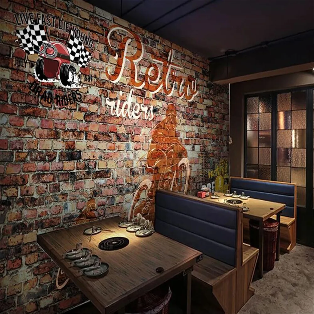 Milofi custom wallpaper wallpaper nonwoven fabric speed motorcycle tooling retro background wall large mural photo wall