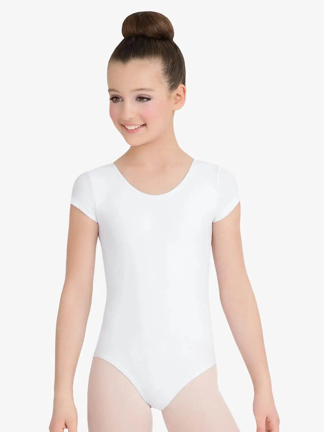 OVIGILY Black Short Sleeve Leotard for Girls Gymnastics Ballet Dancewear Kids Spandex Scoop Neck Leotards for Dance Class