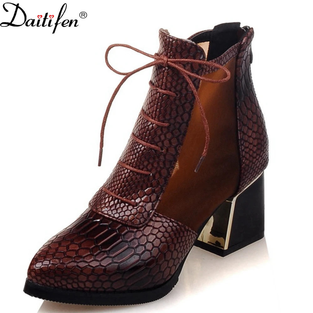 

Daitife Spring And Summer Net Boots Net Yarn Single Boots High Heel Hollow Short Boots Women'S Shoes Thick Heel Nude Boots