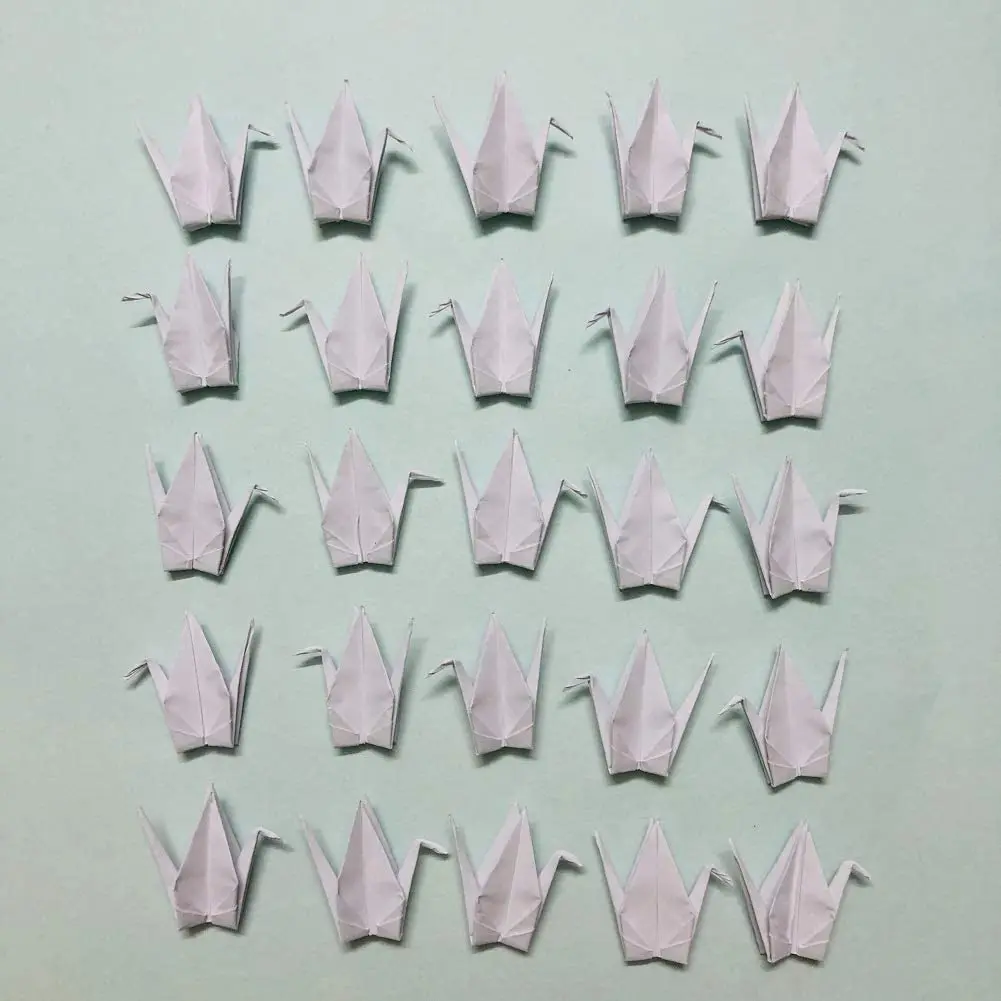 150Pcs Folded White Origami Paper Crane Handmade DIY Bird Garlands for Wedding Party Birthday Baby Shower Streamer Peace Dove