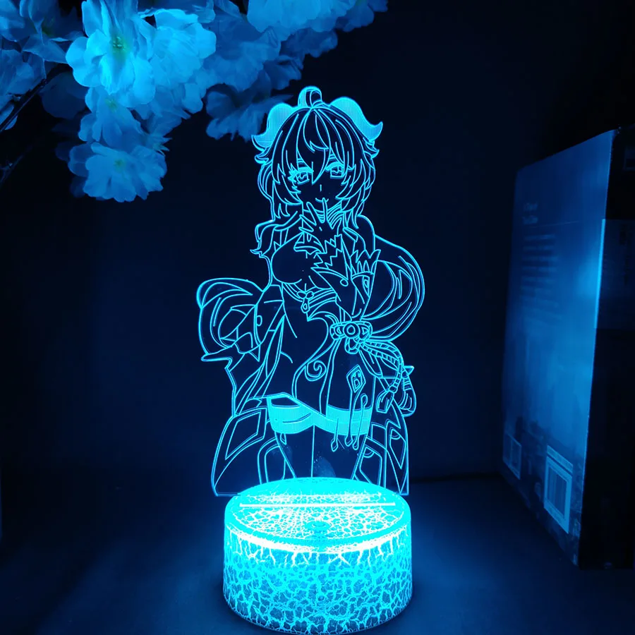 Genshin Impact Night Light 3D Illusion Anime Lamp for Bedroom Decor LED Light Atmosphere Bedside Night Lamps Genshin Kids Gift