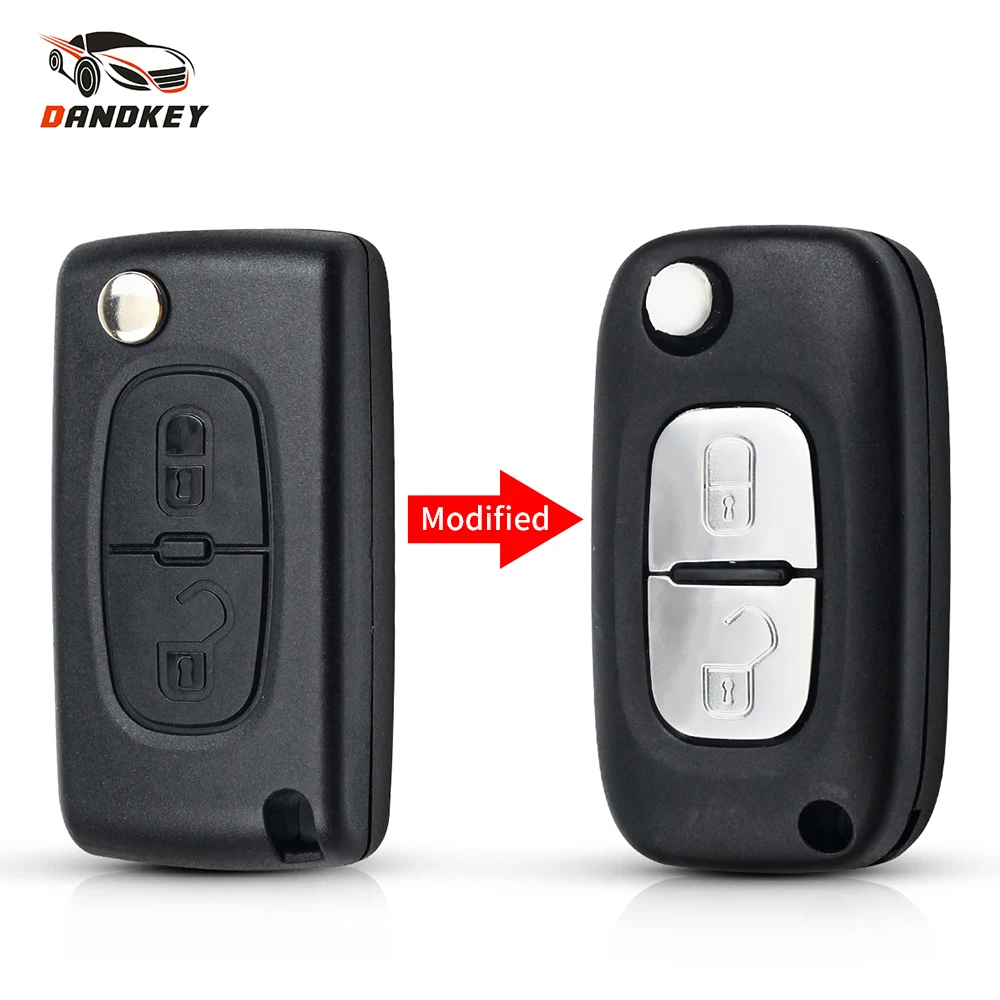 

Dandkey CE0536 Modified Flip Folding Remote Key Shell For Peugeot 306 407 807 Partner For Citroen HU83 Blade Fob Case 2 Buttons