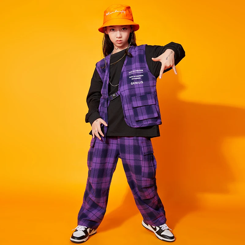 Vêtements Hip Hop pour enfants, sweat-shirt, veste sans manches, pantalon Cargo pour fille et garçon, Costume de Jazz et de danse, vêtements de soirée de rue