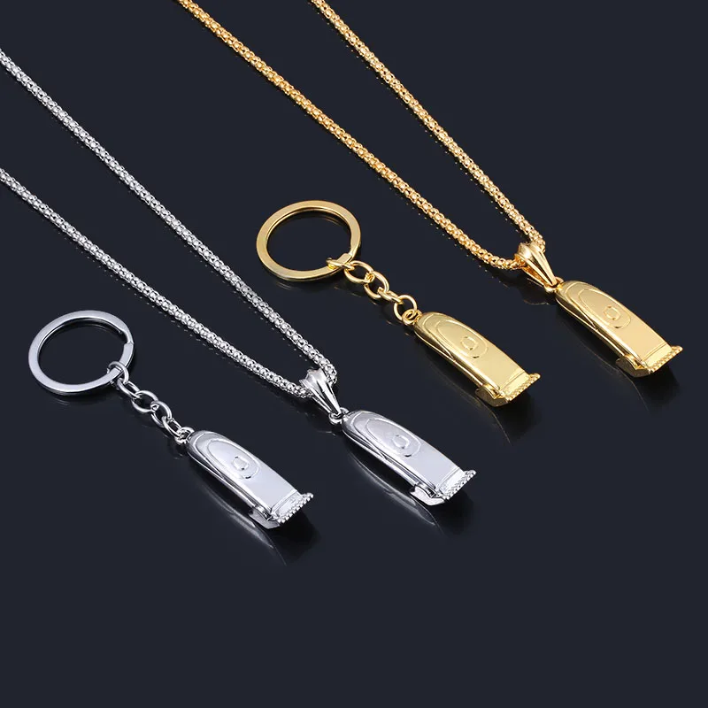 Barber Shop Shaver Razor Keychain Hairclippers Hair Dryer Combs Scissors Pendant Keyring for Barber Key Accessories