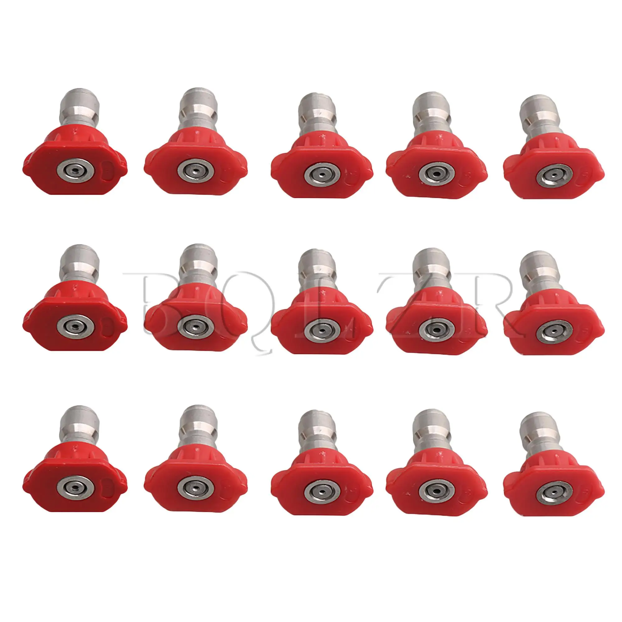 BQLZR 15pcs Red Stainless Steel 0 Degree Spray Nozzle Tips 1.0 1.2 1.4 1.6mm