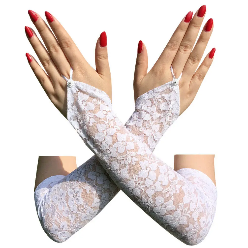 Guantes largos de encaje para mujer, accesorios nupciales, Sexy, a la moda, 2022