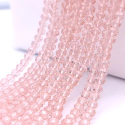 2 3 4 6 8mm Faceted Clear Pink Czech Glass Beads Round Crystal Spacer Loose Beads for Jewelry Making Necklace Bracelet DIY