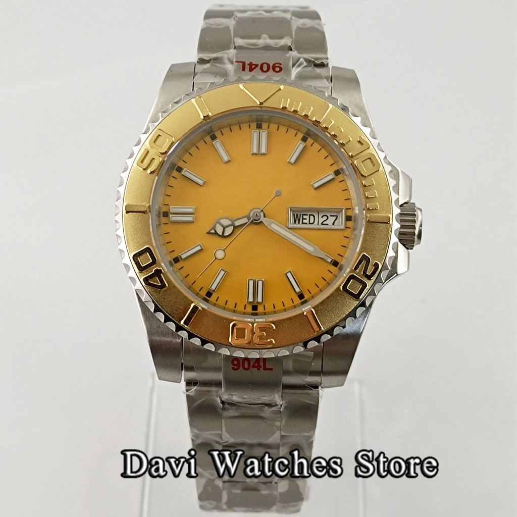 

New Sterile 40mm Mens Watch Orange Dial Sapphire Glass NH36 Movement Automatic Mechanical watch Luminous Male Wristwatch