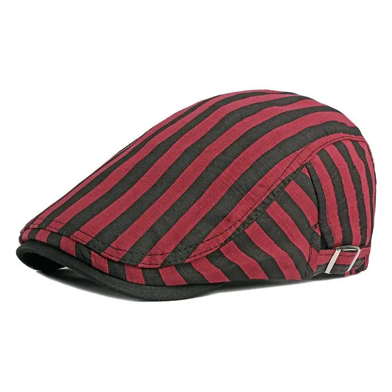 Cotton four seasons solid striped Newsboy Caps Flat Peaked Cap Men and Women Painter Beret Hats 12