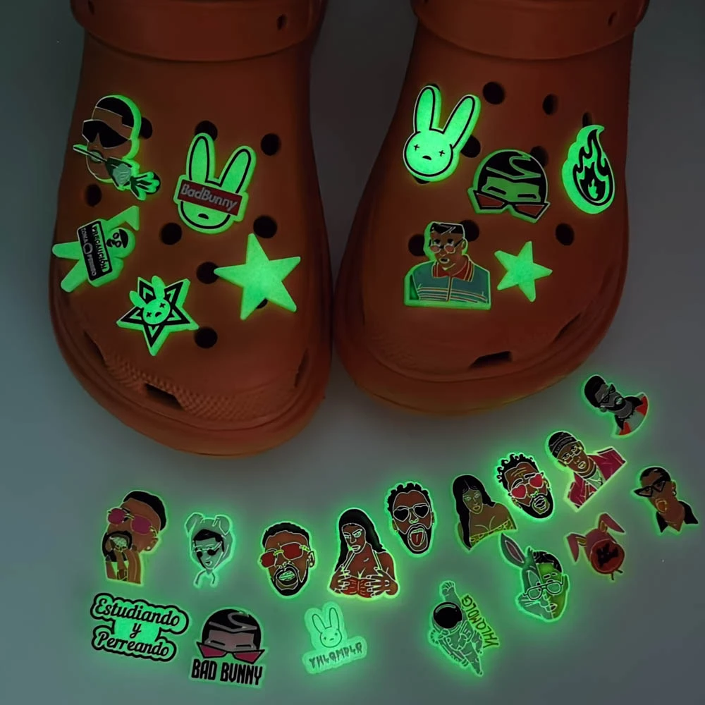 1 Pcs Glow in the Dark Shoe Charms Bad Bunny PVC Shoes Accessories Rabbit Ornaments for Girl Gift Noctilucence Decorations