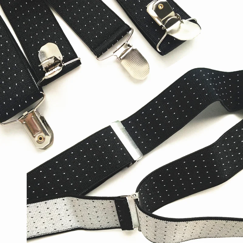 3.5CM Width Dot Printed Men's Suspenders High Quality 4 Clips Suspensorios Adjustable Elastic Braces Plus Size Women Party Wear