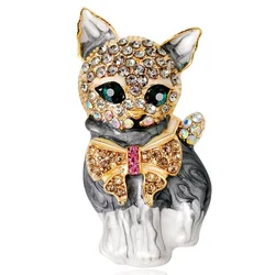 Exquisite colorful cat metal brooch women's clothing accessories animal brooches children's holiday gift