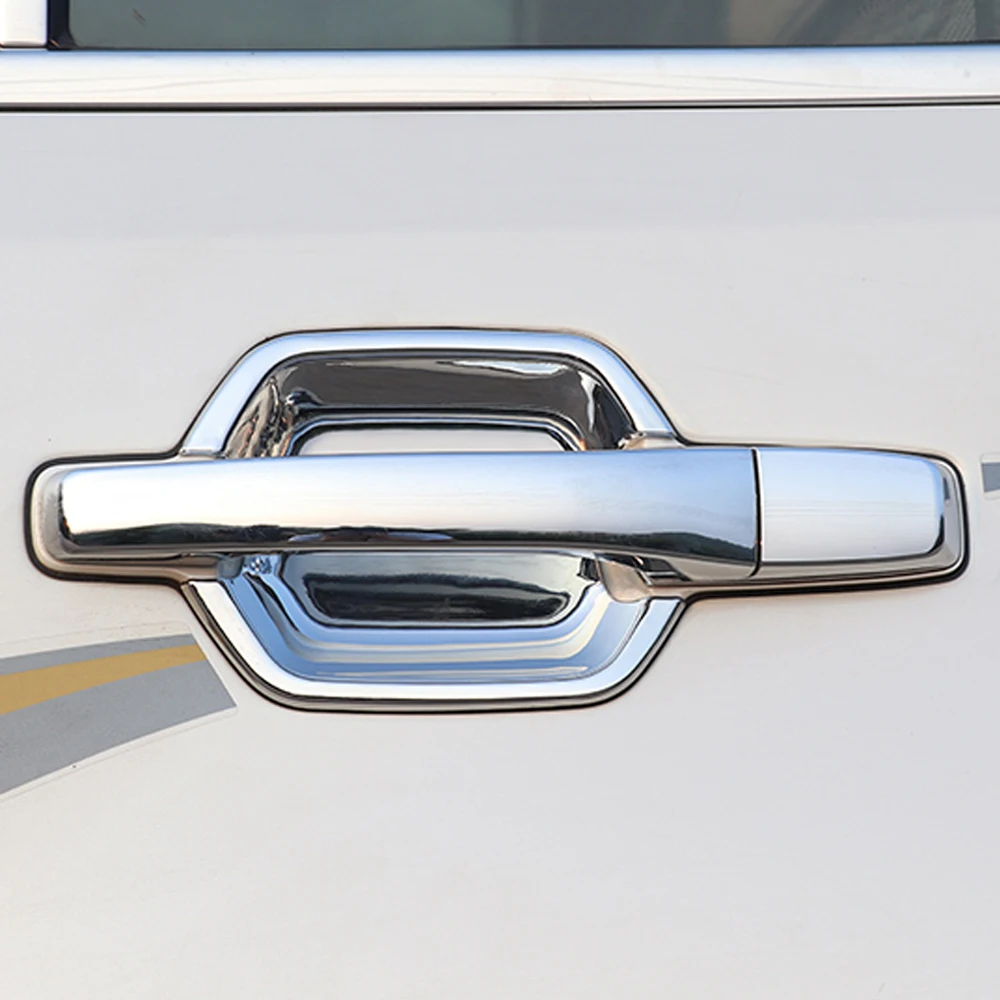 For Mitsubishi Pajero V80 V93 V95 V97 V98 2007-2021 Chrome Exterior Door Handles & Handles Bowls Frame Cover Trim Car Styling