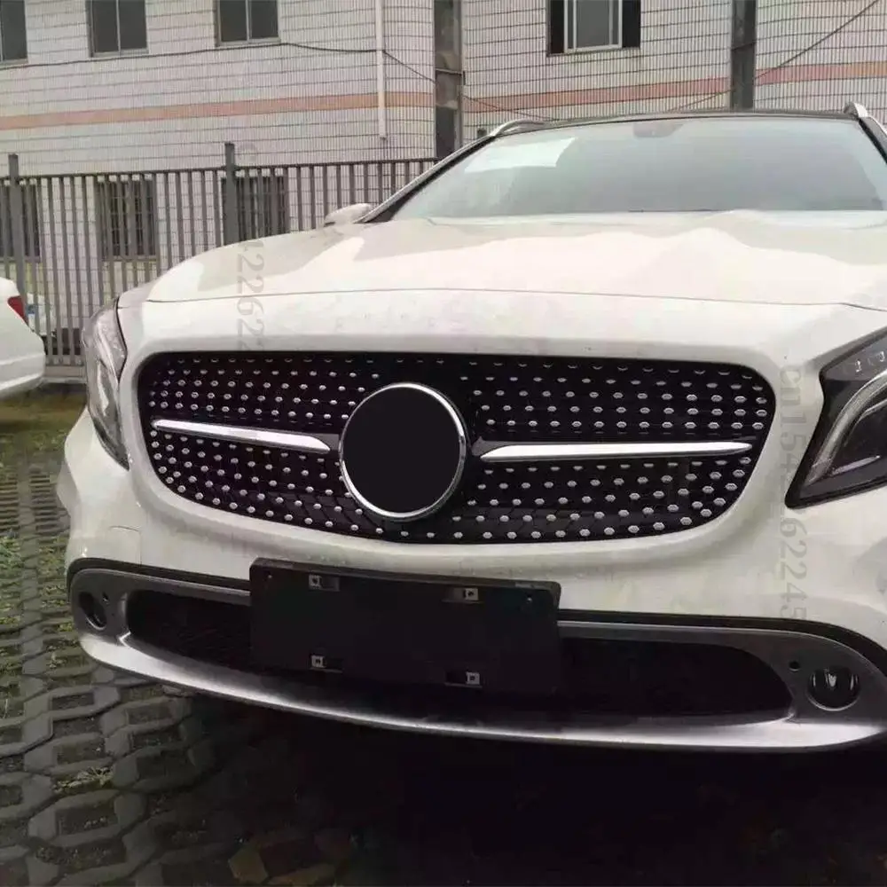 Front Grille Racing Bumper Grill For Mercedes Benz GLA X156 2014-2019 Sport Modification Middle Hood Mesh Decoration Replacement