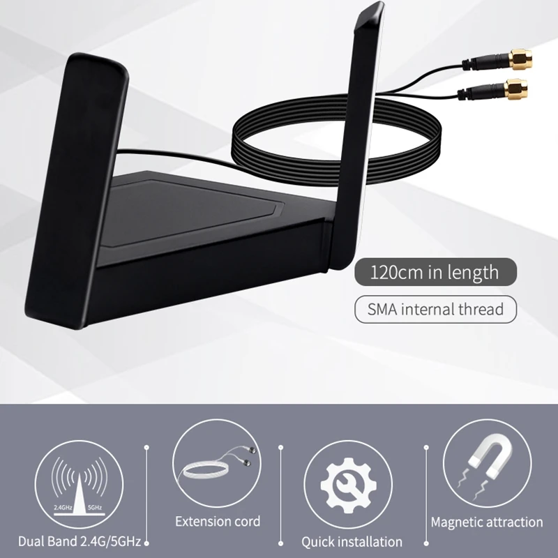 Alto Guadagno 2.4G/5Ghz Dual Band 6DBI SMA Omnidirezionale Antenna Esterna Cavo Per PCIE Adattatore di Wifi Del Desktop router Wireless AP