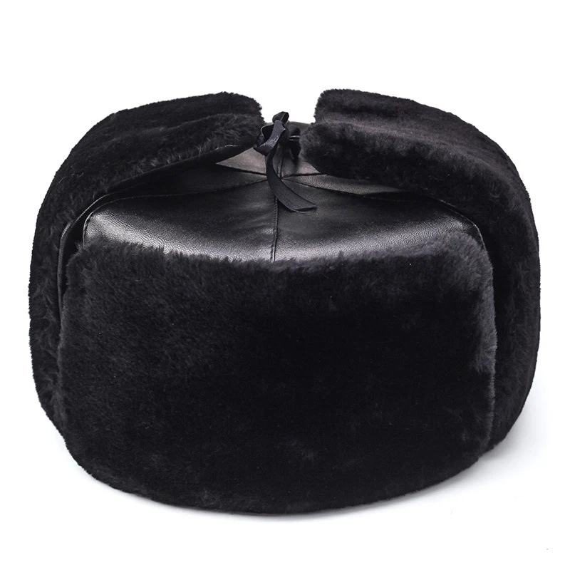 Chapeau de bombardier Ushanka pour homme, optique chaude, casquette militaire de l'armée russe, cuir solide, oreillette, chapeaux de ski en fourrure Trared, hiver