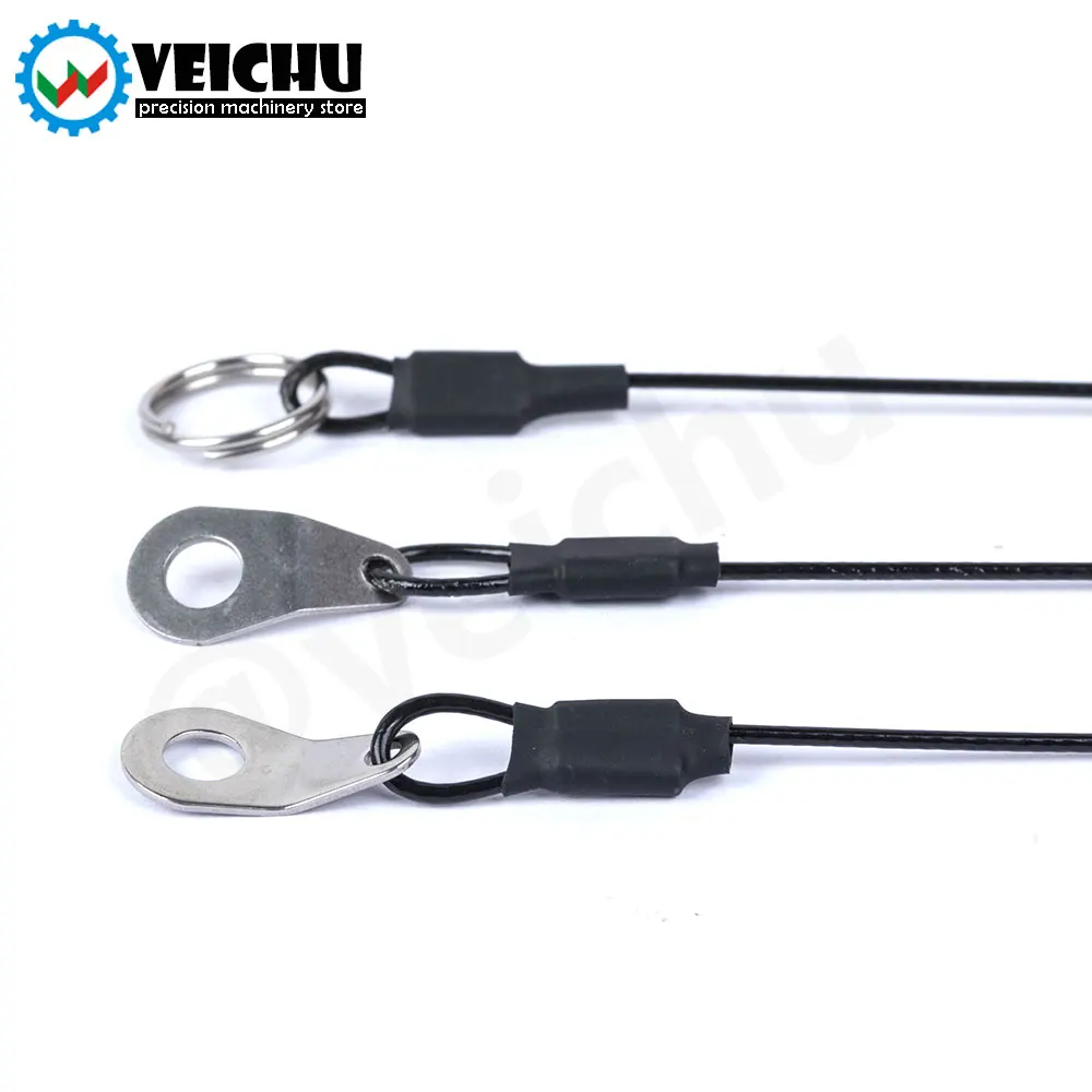 VEICHU Unti-Lost Rope Black Stainless Cable Safety Rope With Key Ring And Gasket