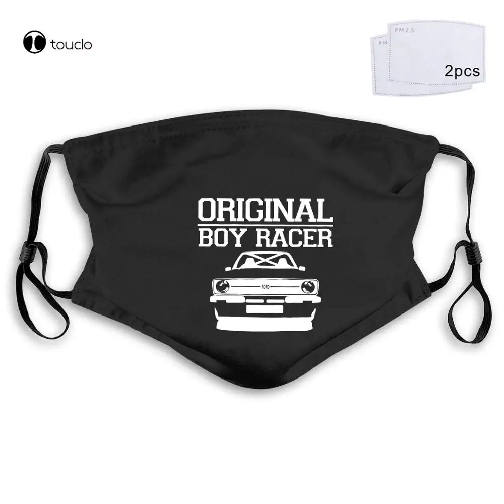 Original Boy Racer MK2 Escort Retro Mexico RS2000 Race Rally Face Mask Filter Pocket Cloth Reusable Washable