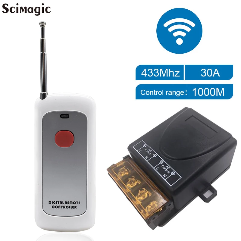 AC 110V 220V 30A Relay Wireless RF Smart Remote Control Switch Transmitter+ Receiver For 433MHz Smart Home Remote Long distance