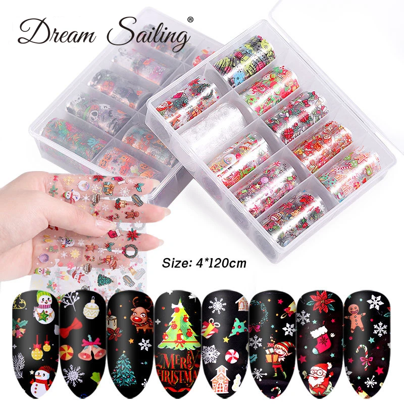 

Nail Art Stickers Transfer Foil Holographic Christmas Holo Nail Decals Decoration Accessories Manicure Tools Kit