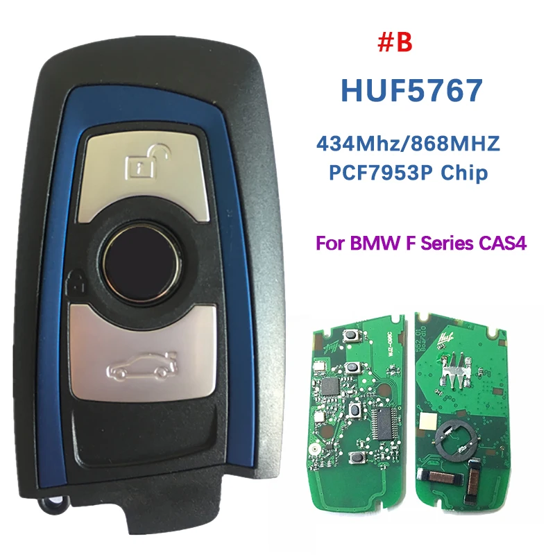 Llave de 3 botones de color CN006099 para BMW Serie F CAS4, HUF5767, HITAG PRO, PCF7953P, Chip 434/868MHz, Go sin llave