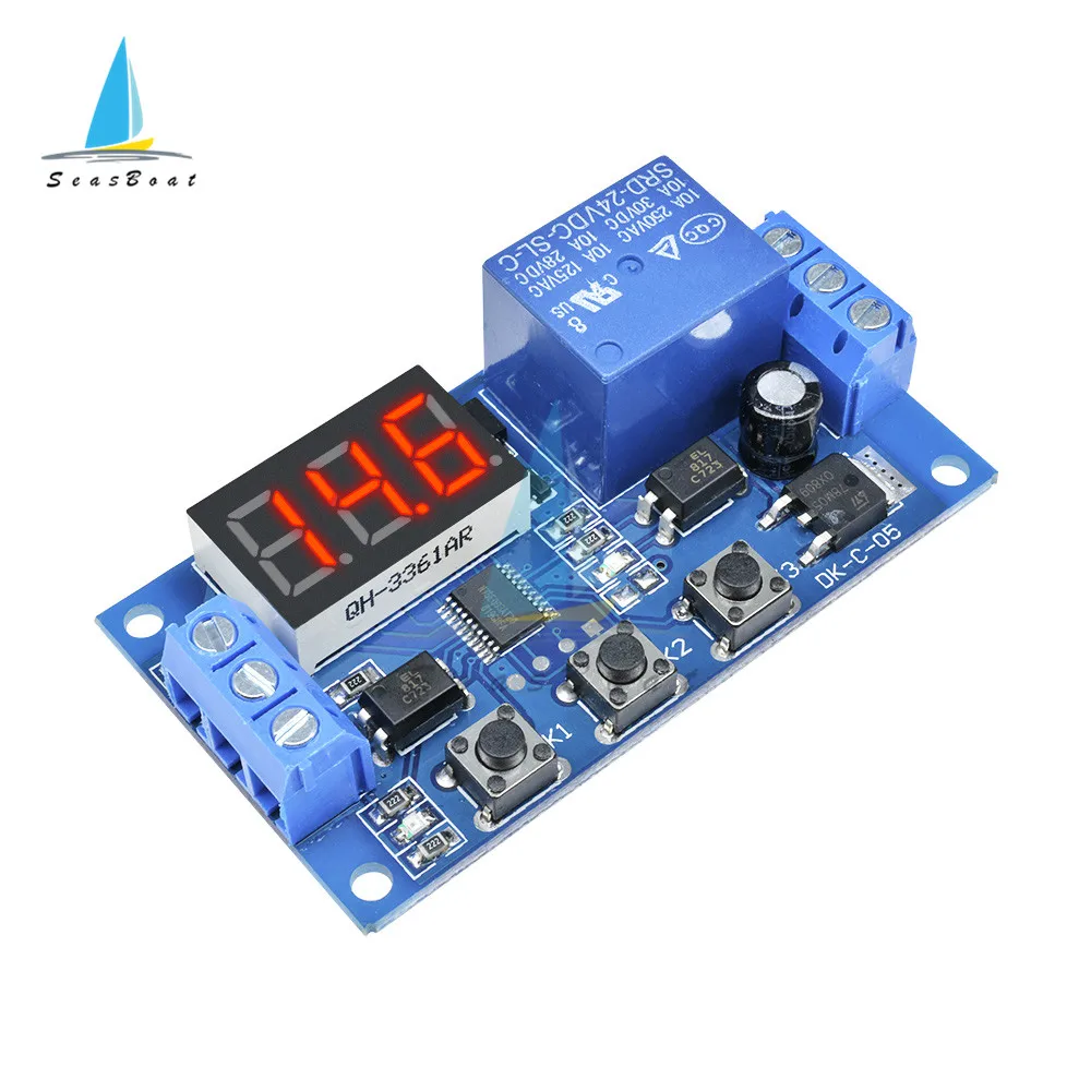 DC 12V 24V LED Digital Time Delay Relay Module Board Timing Control Programmable Timer Switch Trigger Cycle Module With Case