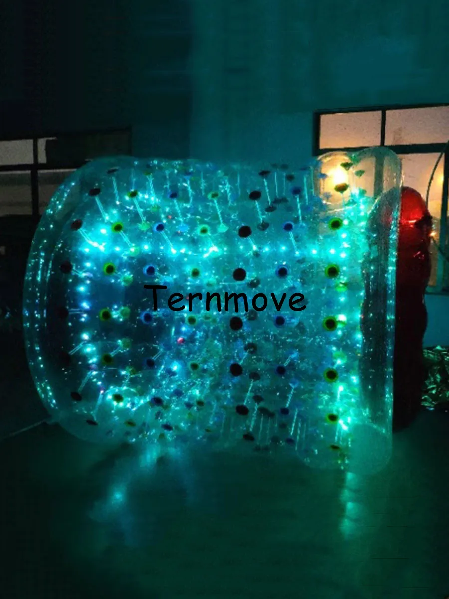 Aufblasbarer Rollerzylinder mit LED-Licht, Wasser Zorbing Walking Bälle, Wasserspiel, Sportspielzeug, Wasserroller, Walking Ball