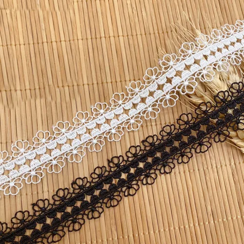 Imagen 1 del producto 3 yardas/lote de cintas de ajuste de tela de encaje de flores huecas bilaterales para costura artesanal, accesorios de ropa hechos a mano