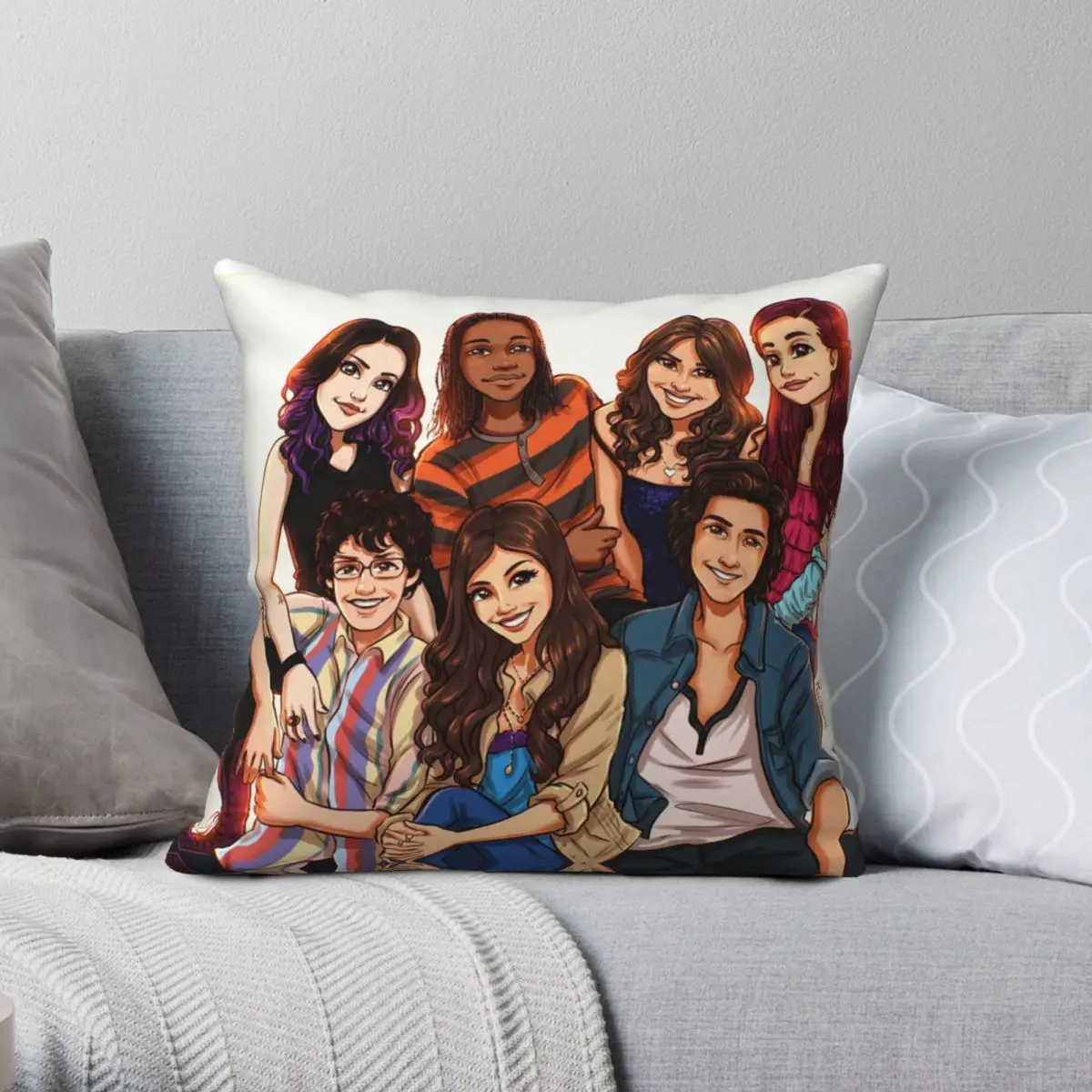 

Victorious Cast Square Pillowcase Polyester Linen Velvet Zip Decor Pillow Case Home Cushion Cover