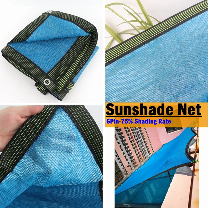 

6Pin Blue HDPE Sunshade Net Balcony Fence Privacy Nets Garden Succulent Plants Shelter Outdoor Swimming Pool Shading Netting