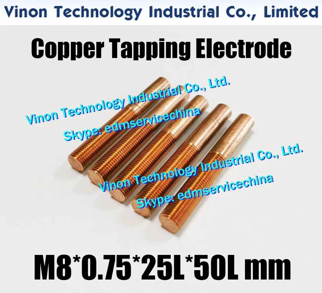 

(10PCS Pack) M8*0.75*25L*50Lmm Copper Orbiting Tapping Electrode M8 for EDM spark, edm copper threaded electrode M8 with hole