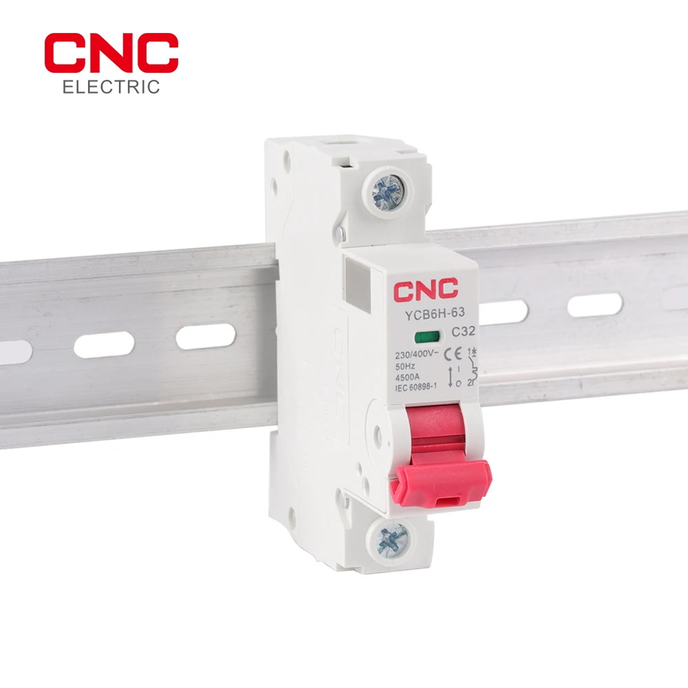 CNC YCB6H-63 18mm Miniature Circuit Breaker MCB 1-3 Pole Din Rail Mount Breaking Capacity 6A/10A/16A/20A/25A/32A