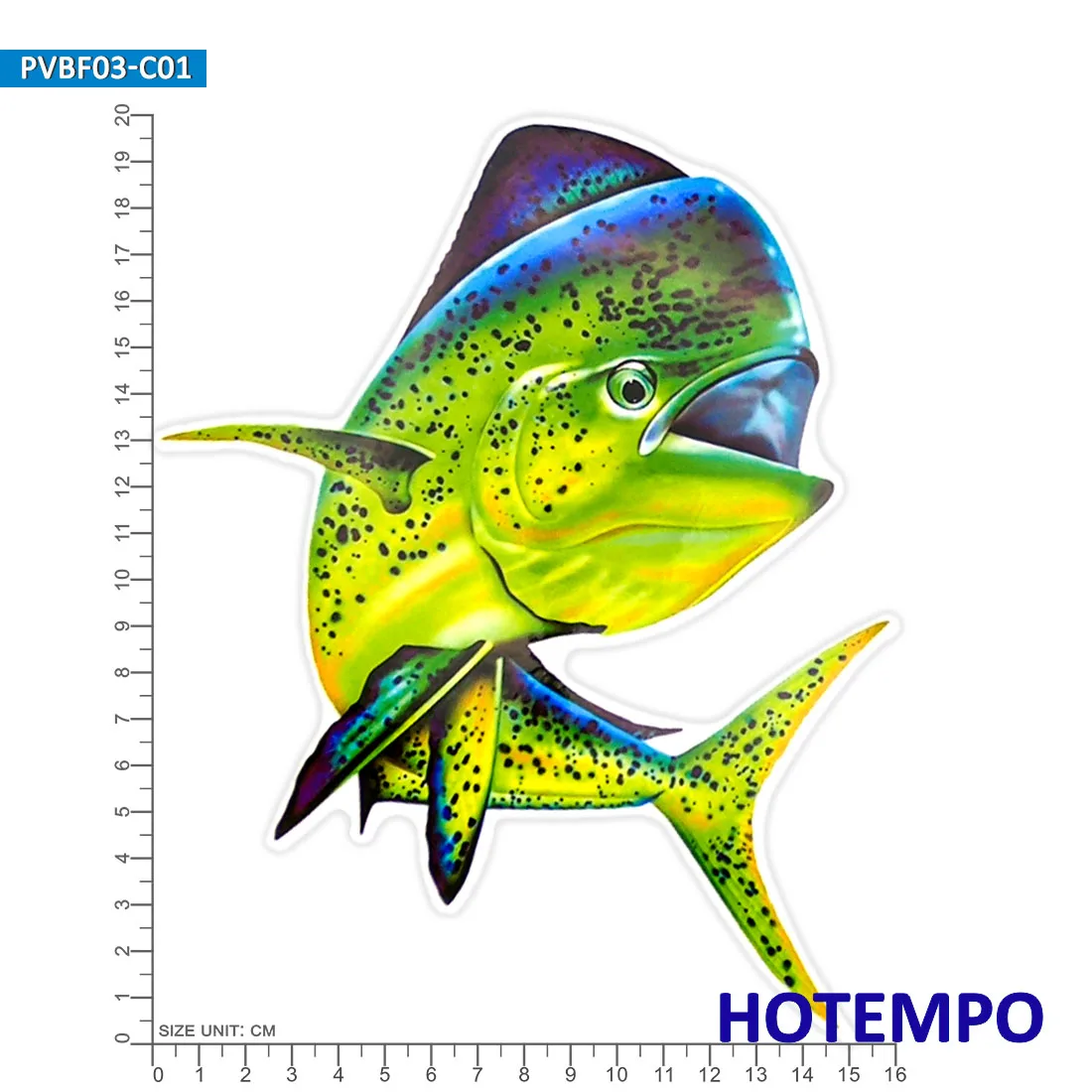 20cm Big Sea Fish Stickers Common Dolphinfish Fisherman Fishing Travel for Boat Laptop Luggage Motorcycle Car Waterproof Sticker