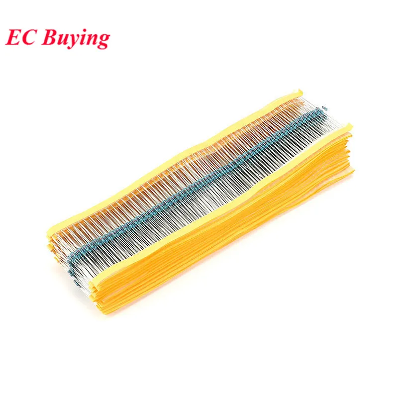 Résistance à film métallique, 1R-1M 1% K 100Ω 100R 1K 100K 4.7K 470Ω 470 200 120 150 620 220 560 330 2R R ohm Ω, 50 pièces, 1/2W 510