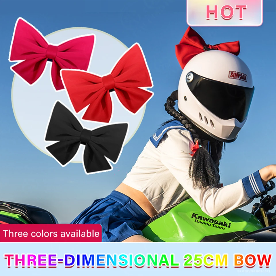 black bow for motorcycle helmet Universal Women Helmet Bow Polyester Satin Ribbon Bow Helmet Decoration Motorcycle  Helmet Accessories with Quick Release Socket